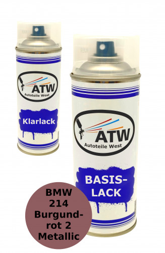 Autolack für BMW 214 Burgundrot 2 Metallic+400ml Klarlack Set
